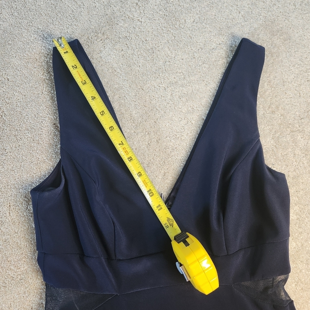 Xscape Navy Backless Dress with Floral Design - Picture 11 of 12
